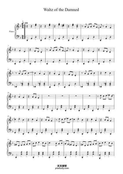 “Waltz of the Damned”钢琴谱-Composed by Yoko Shimomura Piano arr. by Fraudator-免费下载-天天钢琴