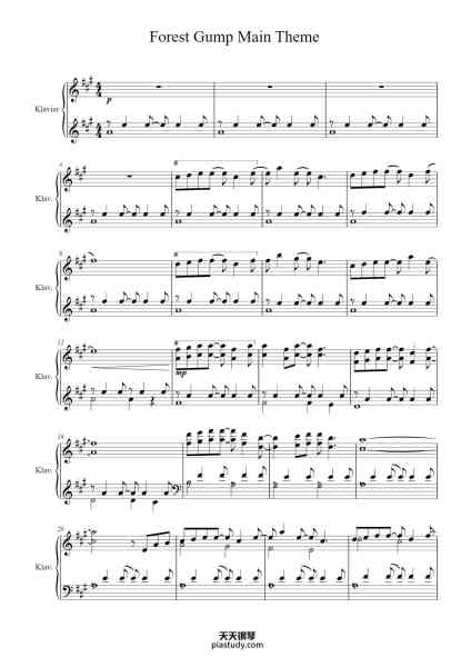 “Forest Gump Main Theme”钢琴谱-Alan Silvestri-免费下载-天天钢琴