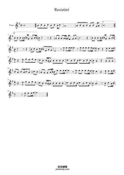 “Resistiré”钢琴谱-Arreglo: Víctor Parejo Medina-免费下载-天天钢琴