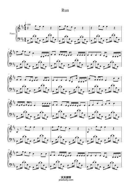 “Run”钢琴谱-Wesley Steenbergen-免费下载-天天钢琴