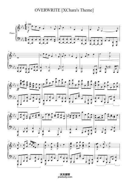 “OVERWRITE [XChara's Theme]”钢琴谱-Yulenold Milboyce-免费下载-天天钢琴