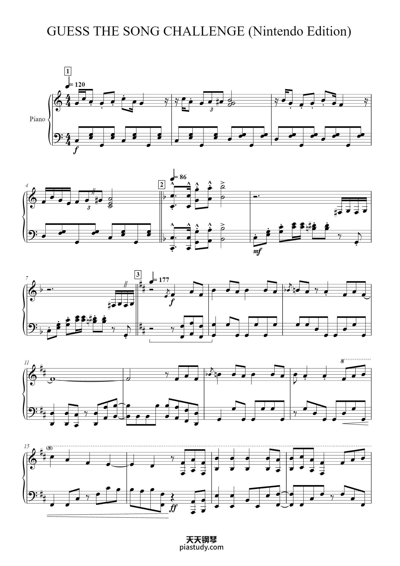 GUESS THE SONG CHALLENGE (Nintendo Edition)钢琴谱 - Pricekiel - free piano ...