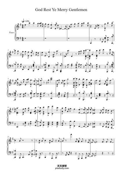 “God Rest Ye Merry Gentlemen”钢琴谱-Misc Christmas-免费下载-天天钢琴