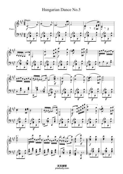 “Hungarian Dance No.5”钢琴谱-Lintave-免费下载-天天钢琴