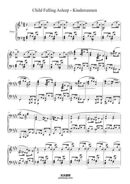 “Child Falling Asleep - Kinderszenen”钢琴谱-Robert Schumann-免费下载-天天钢琴