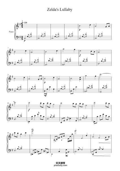 “Zelda's Lullaby”钢琴谱-Composer: Koji Kondo-免费下载-天天钢琴