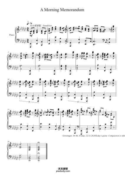 “A Morning Memorandum”钢琴谱-Toursbur-免费下载-天天钢琴