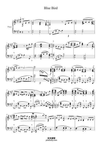 “Blue Bird”钢琴谱-Ikimono Gakari-免费下载-天天钢琴