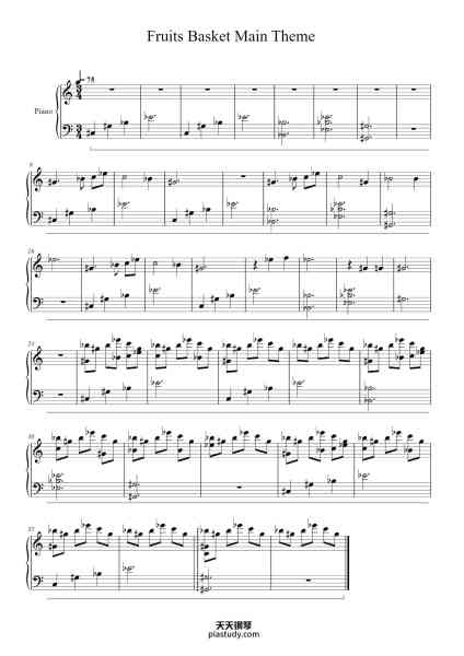 “Fruits Basket Main Theme”钢琴谱-Masaru Yokoyama-免费下载-天天钢琴