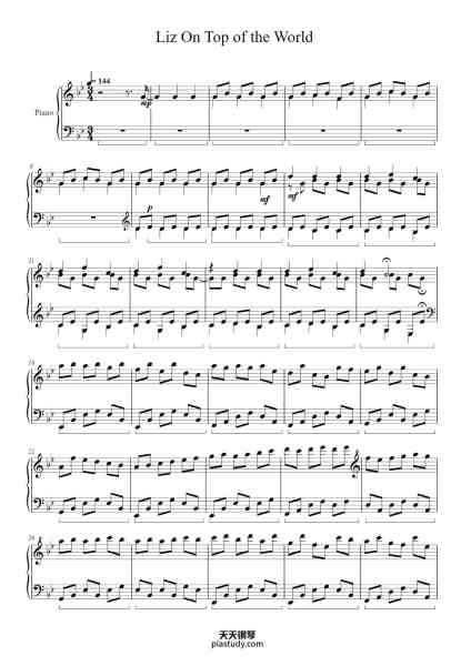“Liz On Top of the World”钢琴谱-Dario Marianelli-免费下载-天天钢琴