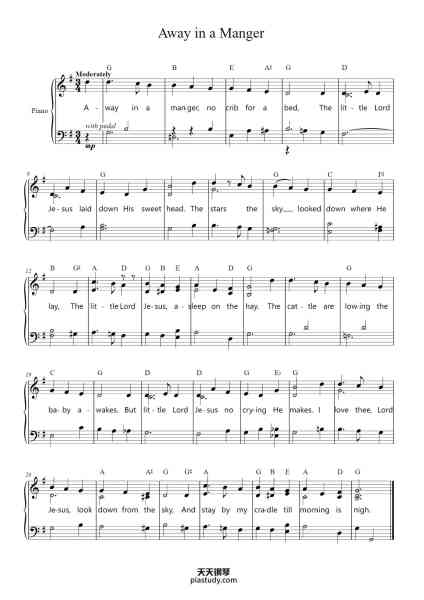 “Away in a Manger”钢琴谱-Music by CARL MUELLER-免费下载-天天钢琴