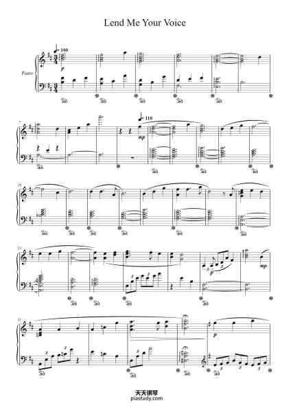 “Lend Me Your Voice”钢琴谱-Jusgy Childckens-免费下载-天天钢琴