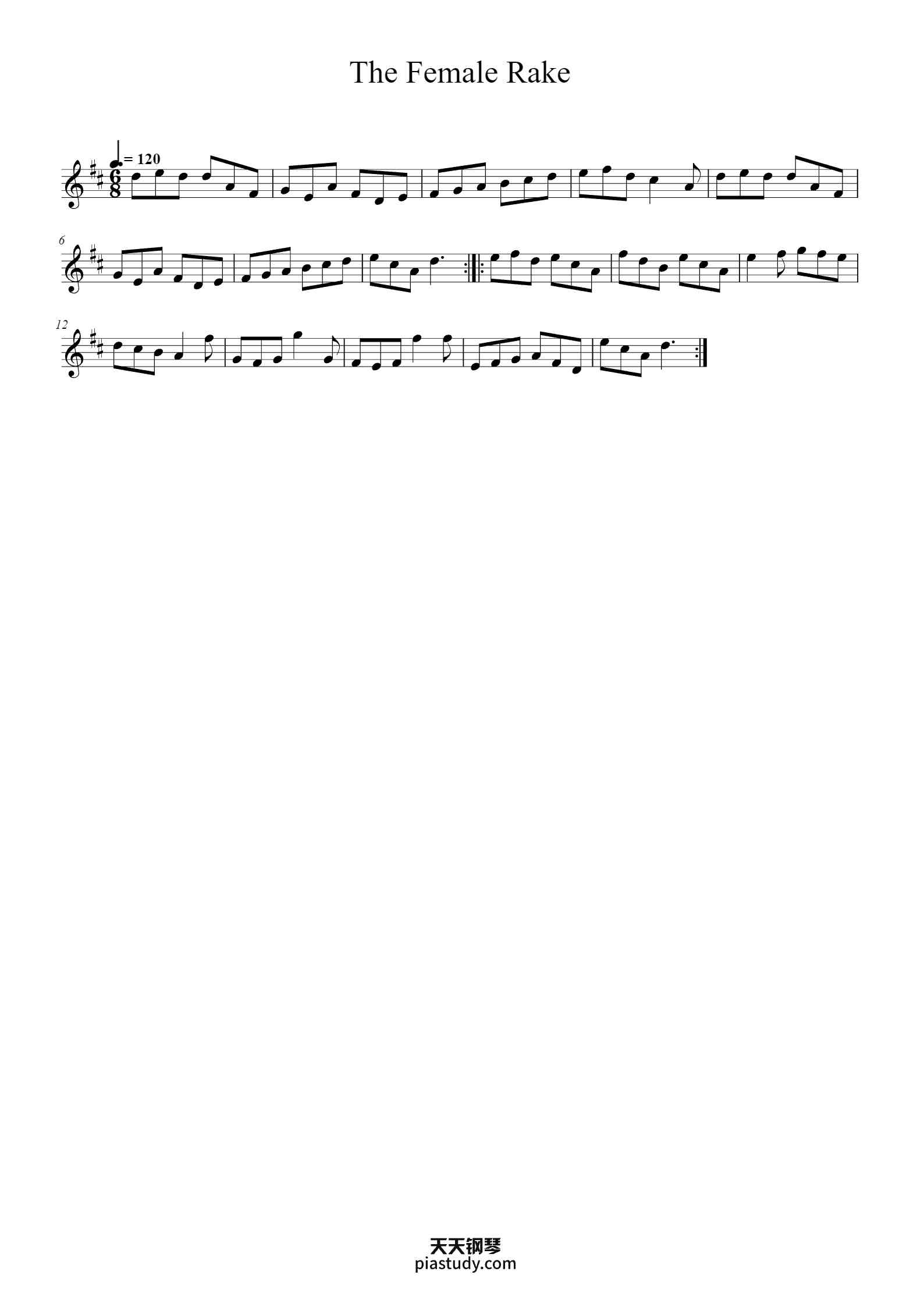 The Female Rake钢琴谱 - Rhythmet - free piano sheet music - PiaNoproblem