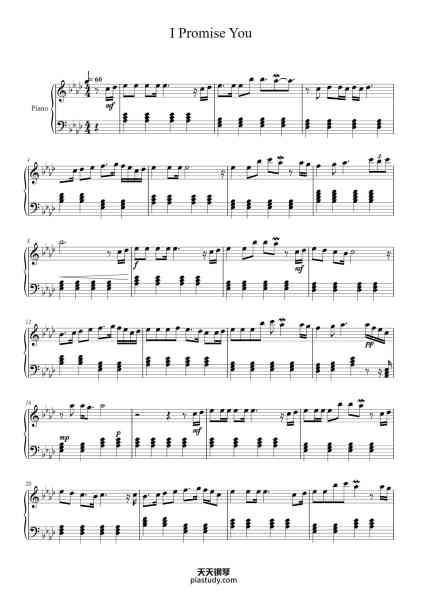 “I Promise You”钢琴谱-Yoolee (Arr. Jiaqi Zhang)-免费下载-天天钢琴