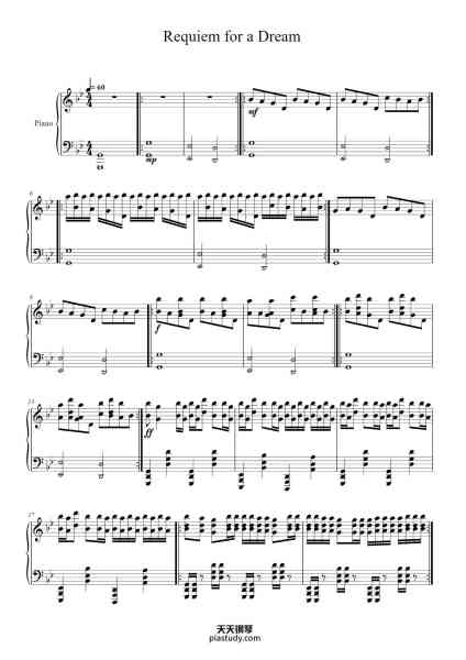 “Requiem for a Dream”钢琴谱-Vanessa Scherer-免费下载-天天钢琴