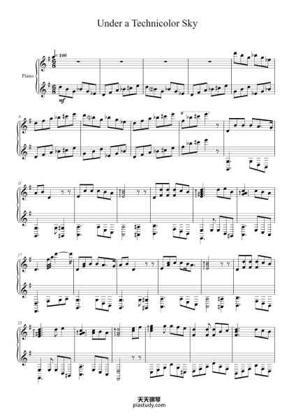 “Under a Technicolor Sky”钢琴谱-Will Wood-免费下载-天天钢琴
