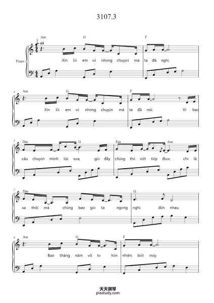 “3107.3”钢琴谱-W/n 
Soạn Piano: Việt Hùng (Hùng Music)
-免费下载-天天钢琴