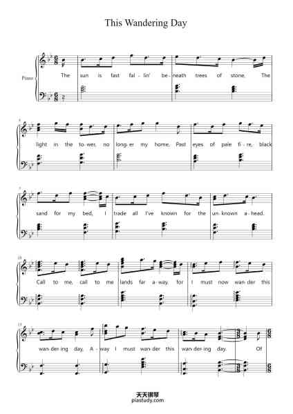 “This Wandering Day”钢琴谱-Bear McCreary-免费下载-天天钢琴
