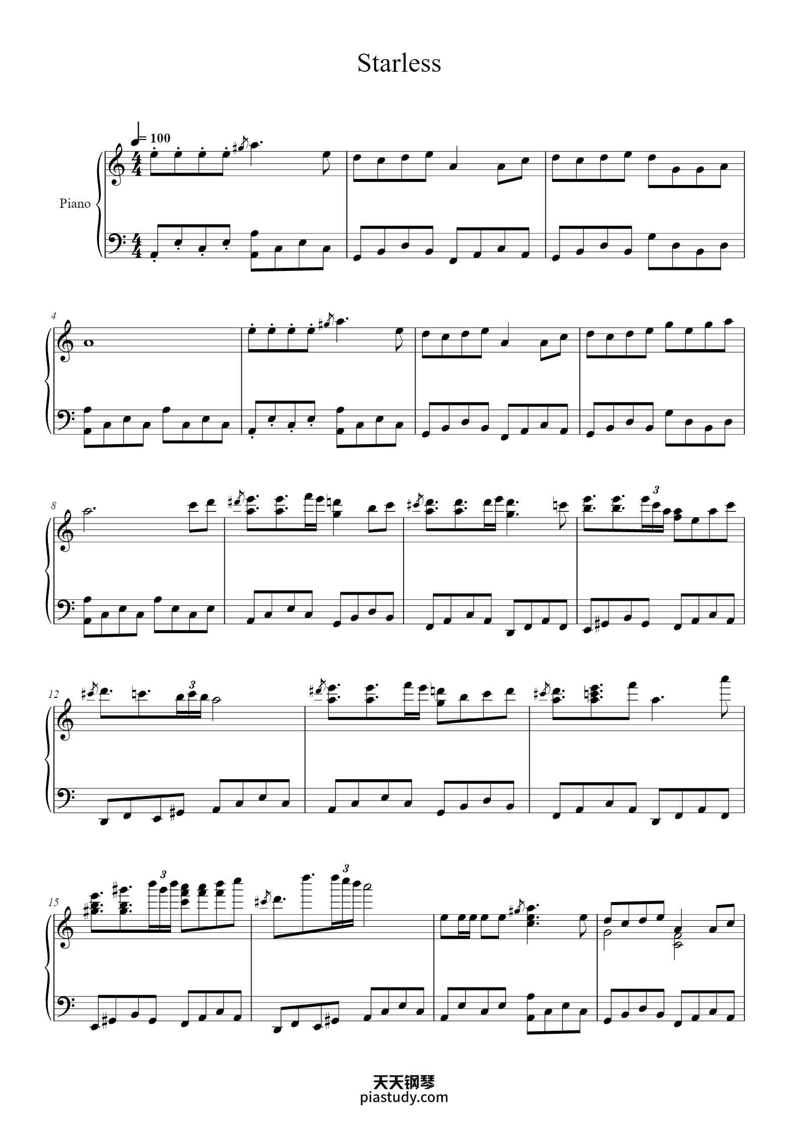 Starless钢琴谱 - Fhal Yvonxon - free piano sheet music - PiaNoproblem