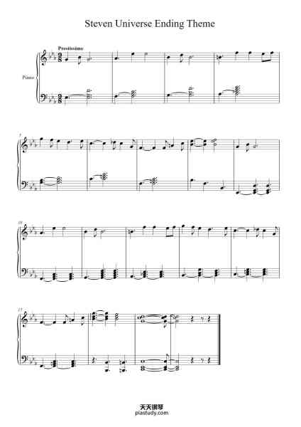 “Steven Universe Ending Theme”钢琴谱-Rebecca Sugar-免费下载-天天钢琴