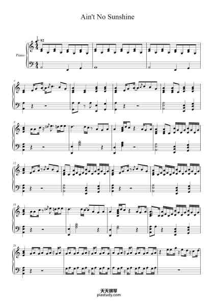 “Ain't No Sunshine”钢琴谱-Bill Withers-免费下载-天天钢琴