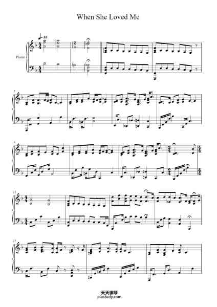 “When She Loved Me”钢琴谱-Randy Newman-免费下载-天天钢琴