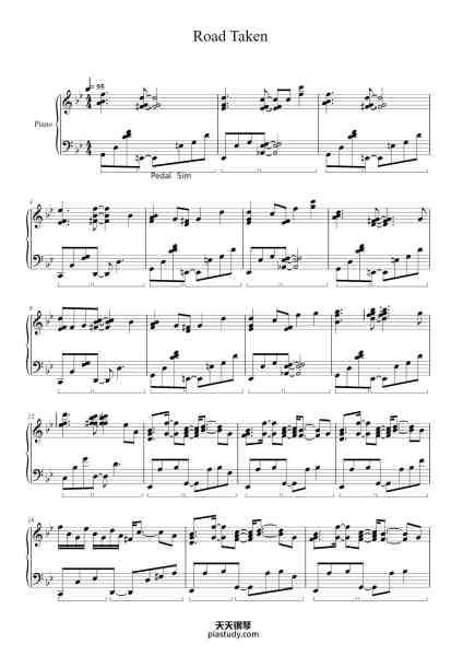 “Road Taken”钢琴谱-Hiroki Morishita Arr. Winged Souls-免费下载-天天钢琴