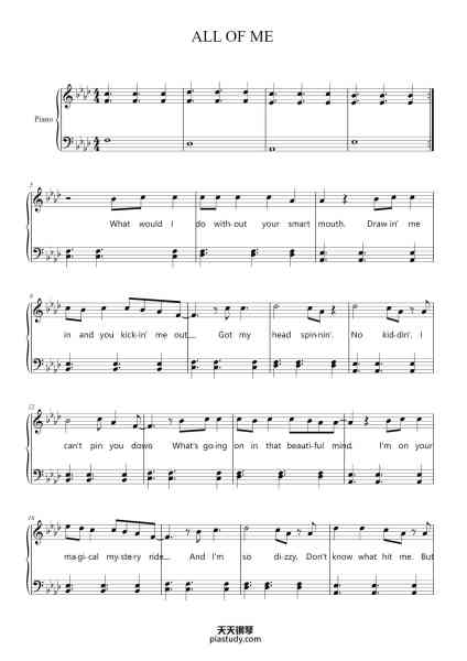 “ALL OF ME”钢琴谱-John Legend-免费下载-天天钢琴