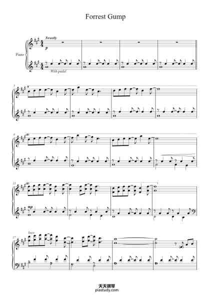 “Forrest Gump”钢琴谱-ALAN SILVESTRI-免费下载-天天钢琴