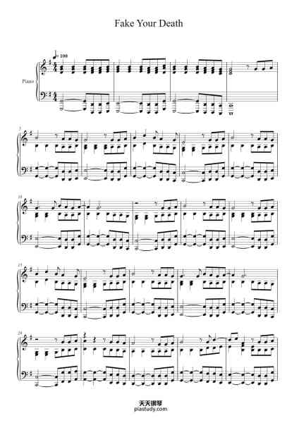 “Fake Your Death - My Chemical Romance”钢琴谱-By My Chemical Romance-免费下载-天天钢琴
