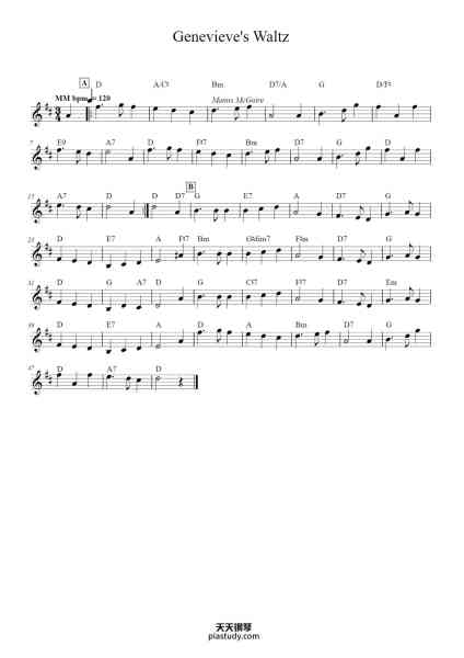 “Genevieve's Waltz”钢琴谱-Manus McGuire-免费下载-天天钢琴