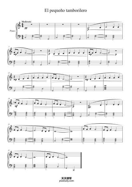“El pequeño tamborilero (The little drummer boy)”钢琴谱-Misc Christmas-免费下载-天天钢琴