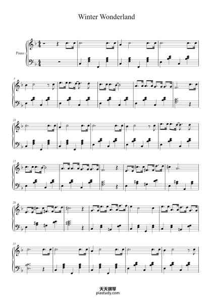 “Winter Wonderland”钢琴谱-Felix Bernard-免费下载-天天钢琴