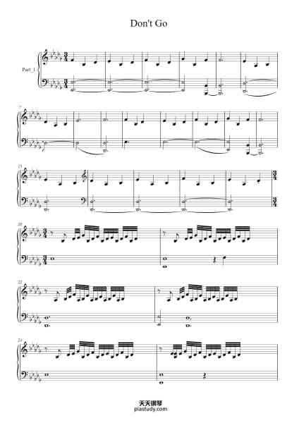 “Don't Go”钢琴谱-Transcribed by Severusnotdead-免费下载-天天钢琴