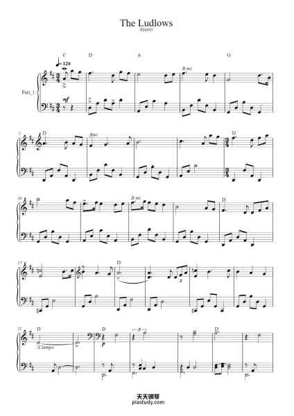 “The Ludlows”钢琴谱-James Horner-免费下载-天天钢琴