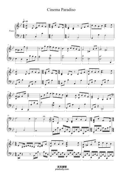 “Cinema Paradiso”钢琴谱-Morricone
Arr: GC
-免费下载-天天钢琴