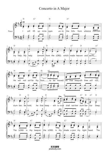 “Concerto in A Major – Domenico Dragonetti Psalm 121”钢琴谱-D. Dragonetti
Arr. K.S. Steeby-免费下载-天天钢琴