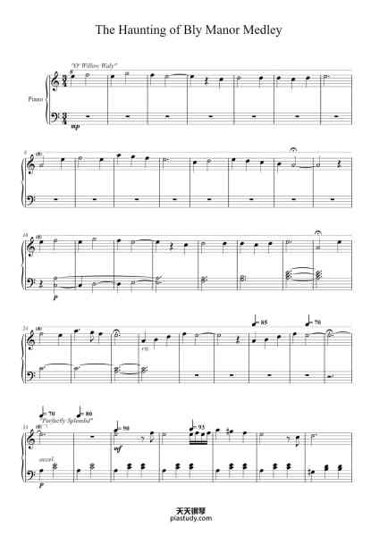 “The Haunting of Bly Manor Medley”钢琴谱-The Newton Brothers
Arr. Maya Finkelstein 
-免费下载-天天钢琴