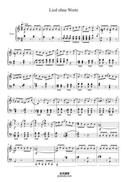 “Lied ohne Worte”钢琴谱-Felix Mendelssohn-免费下载-天天钢琴