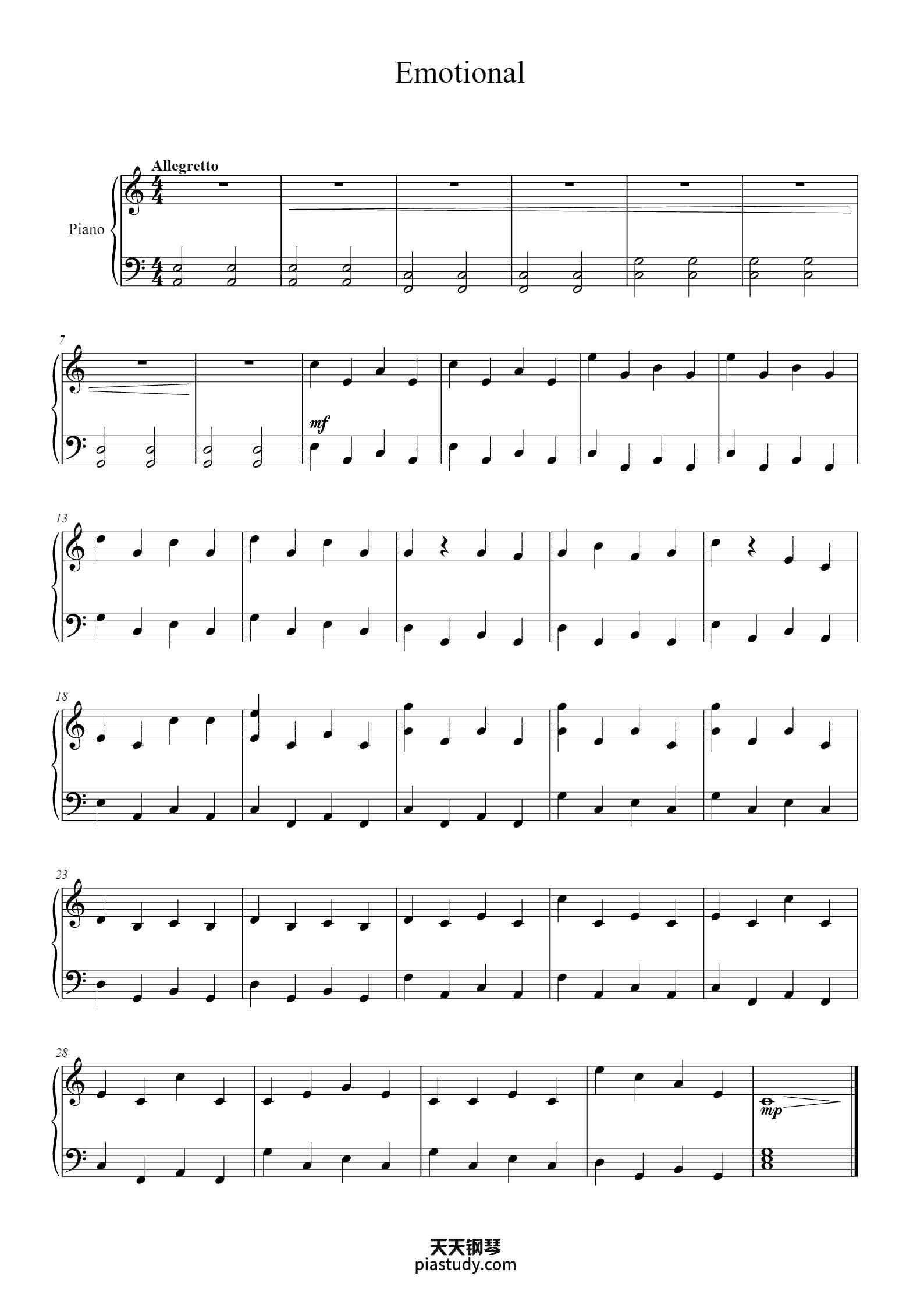 'Emotional' - Piano Sheet Music By Chan | TOPiano