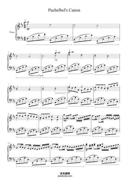 “Canon in D”钢琴谱-Johann Pachelbel-免费下载-天天钢琴