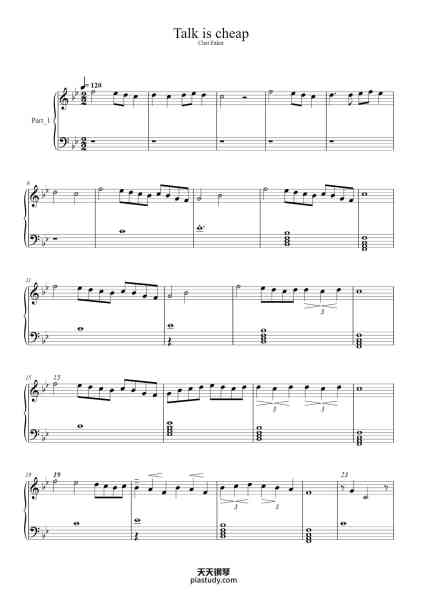 “Talk is cheap”钢琴谱-Arranged by Alexander Muller-免费下载-天天钢琴