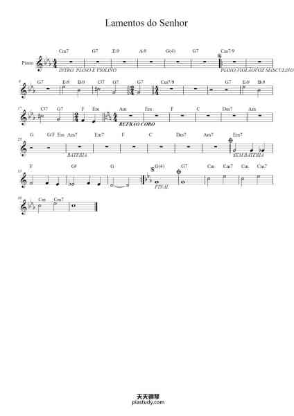 “Lamentos do Senhor”钢琴谱-Cryborg Gibqe-免费下载-天天钢琴