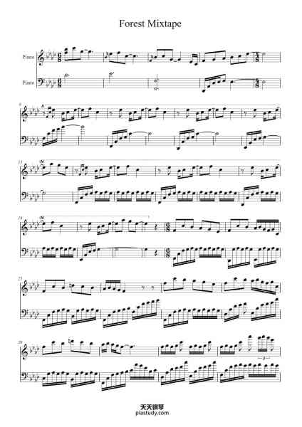 “Forest Mixtape还原唯美版——主页有演示视频”钢琴谱-tsuki-免费下载-天天钢琴