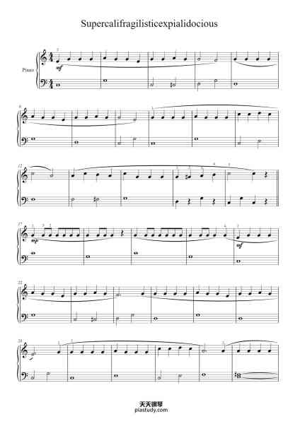 “Supercalifragilisticexpialidocious”钢琴谱-Sherman Brothers-免费下载-天天钢琴
