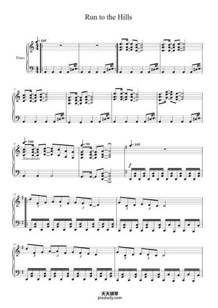 “Run to the Hills”钢琴谱-Hughckens-免费下载-天天钢琴