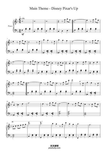 “Married Life from Disney Pixar's Up”钢琴谱-Michael Giacchino-免费下载-天天钢琴