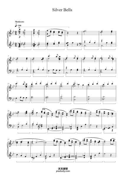“Silver Bells”钢琴谱-Composer:Jay. Livingstone/Ray. Evans-免费下载-天天钢琴