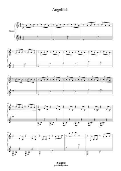 “Angelfish”钢琴谱-Anne Crosby Gaudet (b. 1968)-免费下载-天天钢琴