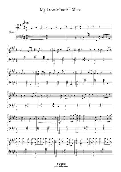 “My Love Mine All Mine”钢琴谱-mitski / j-免费下载-天天钢琴